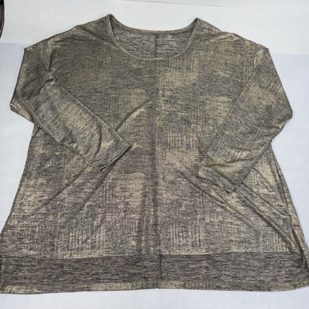Lane Bryant Plus 18 / 20 Metallic Gold/Black Long Sleeve Scoop Neck Tunic Top‎ - Picture 5 of 12